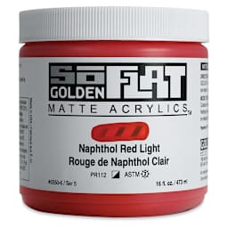 Golden SoFlat Matte Acrylic Paint - Naphthol Red Light, 473 ml, Jar