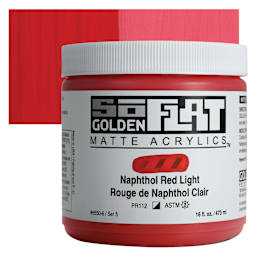 Golden SoFlat Matte Acrylic Paint - Naphthol Red Light, 473 ml, Jar and swatch