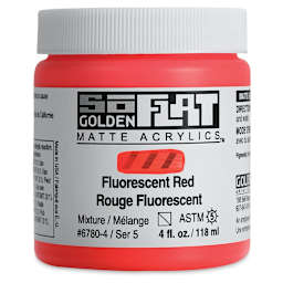Golden SoFlat Matte Acrylic Paint - Fluorescent Red, 118 ml, Jar