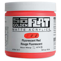 Golden SoFlat Matte Acrylic Paint - Fluorescent Red, 473 ml, Jar