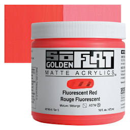 Golden SoFlat Matte Acrylic Paint - Fluorescent Red, 473 ml, Jar and swatch