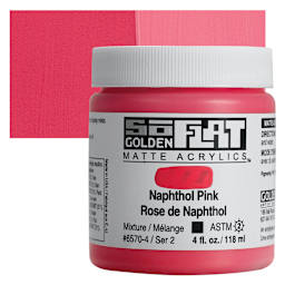 Golden SoFlat Matte Acrylic Paint - Naphthol Pink, 118 ml, Jar and swatch