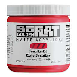 Golden SoFlat Matte Acrylic Paint - Quinacridone Red, 118 ml, Jar