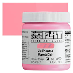 Golden SoFlat Matte Acrylic Paint - Light Magenta, 118 ml, Jar and swatch