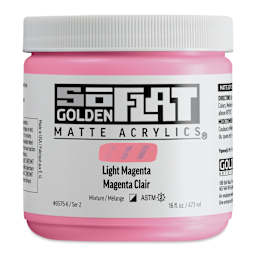 Golden SoFlat Matte Acrylic Paint - Light Magenta, 473 ml, Jar