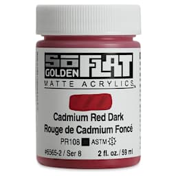 Golden SoFlat Matte Acrylic Paint - Cadmium Red Dark, 59 ml, Jar