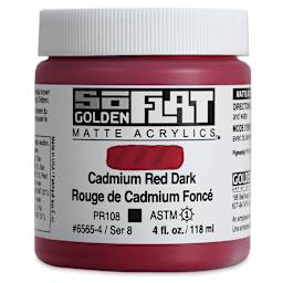 Golden SoFlat Matte Acrylic Paint - Cadmium Red Dark, 118 ml, Jar