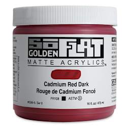 Golden SoFlat Matte Acrylic Paint - Cadmium Red Dark, 473 ml, Jar