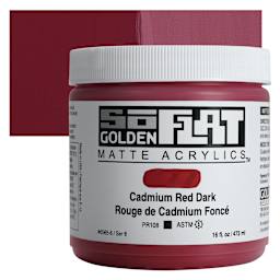 Golden SoFlat Matte Acrylic Paint - Cadmium Red Dark, 473 ml, Jar and swatch