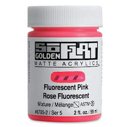 Golden SoFlat Matte Acrylic Paint - Fluorescent Pink, 59 ml, Jar