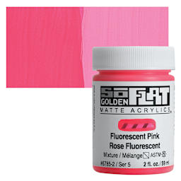 Golden SoFlat Matte Acrylic Paint - Fluorescent Pink, 59 ml, Jar and swatch