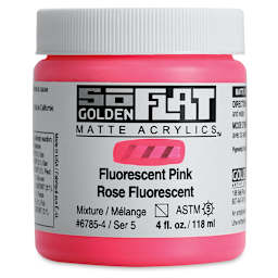 Golden SoFlat Matte Acrylic Paint - Fluorescent Pink, 118 ml, Jar