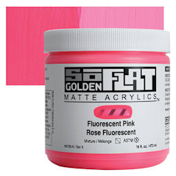 Golden SoFlat Matte Acrylic Paint - Fluorescent Pink, 473 ml, Jar and swatch
