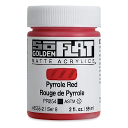 Golden SoFlat Matte Acrylic Paint - Pyrrole Red, 59 ml, Jar