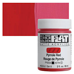 Golden SoFlat Matte Acrylic Paint - Pyrrole Red, 59 ml, Jar and swatch