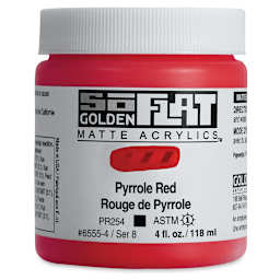 Golden SoFlat Matte Acrylic Paint - Pyrrole Red, 118 ml, Jar