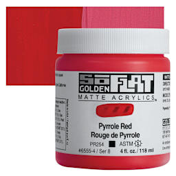 Golden SoFlat Matte Acrylic Paint - Pyrrole Red, 118 ml, Jar and swatch