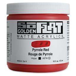 Golden SoFlat Matte Acrylic Paint - Pyrrole Red, 473 ml, Jar
