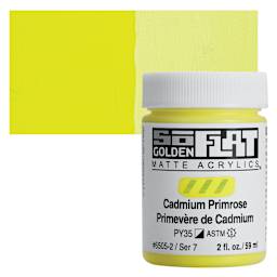 Golden SoFlat Matte Acrylic Paint - Cadmium Primrose, 59 ml, Jar and swatch