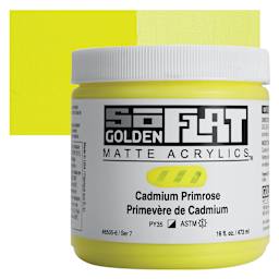Golden SoFlat Matte Acrylic Paint - Cadmium Primrose, 473 ml, Jar and swatch
