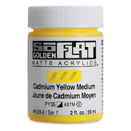 Golden SoFlat Matte Acrylic Paint - Cadmium Yellow Medium, 59 ml, Jar