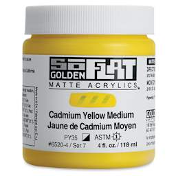 Golden SoFlat Matte Acrylic Paint - Cadmium Yellow Medium, 118 ml, Jar