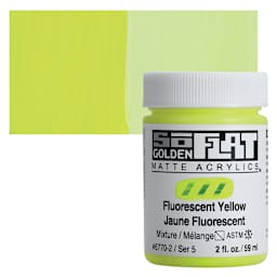 Golden SoFlat Matte Acrylic Paint - Fluorescent Yellow, 59 ml, Jar and swatch