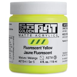 Golden SoFlat Matte Acrylic Paint - Fluorescent Yellow, 118 ml, Jar