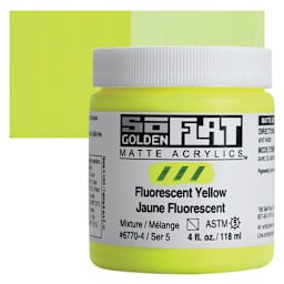 Golden SoFlat Matte Acrylic Paint - Fluorescent Yellow, 118 ml, Jar and swatch