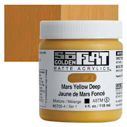 Golden SoFlat Matte Acrylic Paint - Mars Yellow Deep, 118 ml, Jar and swatch