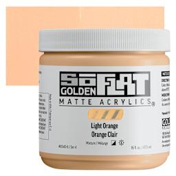 Golden SoFlat Matte Acrylic Paint - Light Orange, 473 ml, Jar and swatch