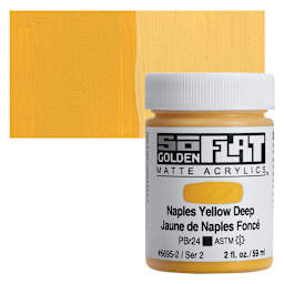 Golden SoFlat Matte Acrylic Paint - Naples Yellow Deep, 59 ml, Jar and swatch
