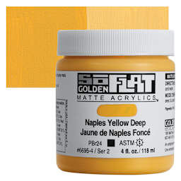 Golden SoFlat Matte Acrylic Paint - Naples Yellow Deep, 118 ml, Jar and swatch