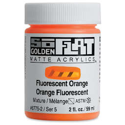 Golden SoFlat Matte Acrylic Paint - Fluorescent Orange, 59 ml, Jar