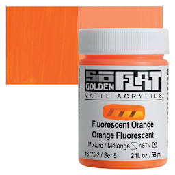 Golden SoFlat Matte Acrylic Paint - Fluorescent Orange, 59 ml, Jar and swatch