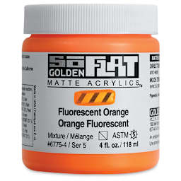 Golden SoFlat Matte Acrylic Paint - Fluorescent Orange, 118 ml, Jar