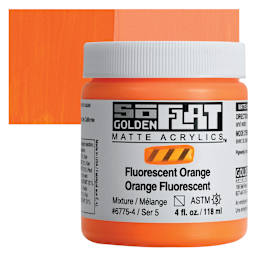 Golden SoFlat Matte Acrylic Paint - Fluorescent Orange, 118 ml, Jar and swatch
