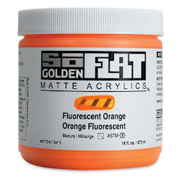 Golden SoFlat Matte Acrylic Paint - Fluorescent Orange, 473 ml, Jar