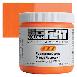 Golden SoFlat Matte Acrylic Paint - Fluorescent Orange, 473 ml, Jar and swatch