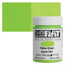 Golden SoFlat Matte Acrylic Paint - Yellow Green, 59 ml, Jar and swatch