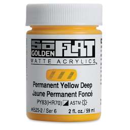 Golden SoFlat Matte Acrylic Paint - Permanent Yellow Deep, 59 ml, Jar