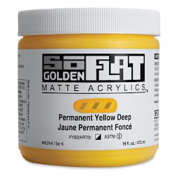 Golden SoFlat Matte Acrylic Paint - Permanent Yellow Deep, 473 ml, Jar