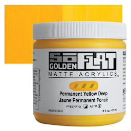 Golden SoFlat Matte Acrylic Paint - Permanent Yellow Deep, 473 ml, Jar and swatch