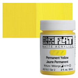 Golden SoFlat Matte Acrylic Paint - Permanent Yellow, 59 ml, Jar and swatch
