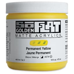 Golden SoFlat Matte Acrylic Paint - Permanent Yellow, 473 ml, Jar
