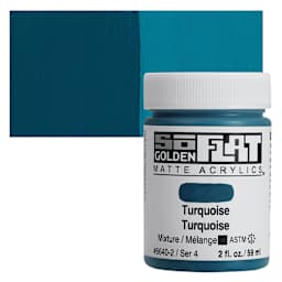 Golden SoFlat Matte Acrylic Paint - Turquoise, 59 ml, Jar and swatch