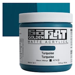 Golden SoFlat Matte Acrylic Paint - Turquoise, 473 ml, Jar and swatch