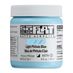 Golden SoFlat Matte Acrylic Paint - Light Phthalo Blue, 118 ml, Jar