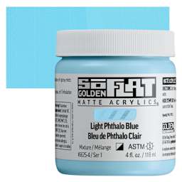 Golden SoFlat Matte Acrylic Paint - Light Phthalo Blue, 118 ml, Jar and swatch