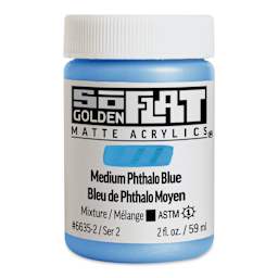 Golden SoFlat Matte Acrylic Paint - Medium Phthalo Blue, 59 ml, Jar